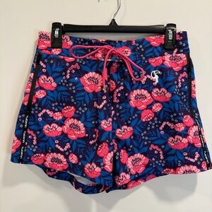 Vibrant Floral Men's Swim Shorts - Pink and Blue